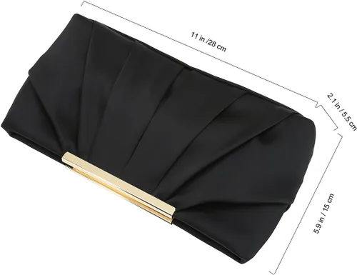 Vista 3 de CHARMING TAILOR Bolso de noche elegante plisado de satén formal, simple y elegante bolso para mujer