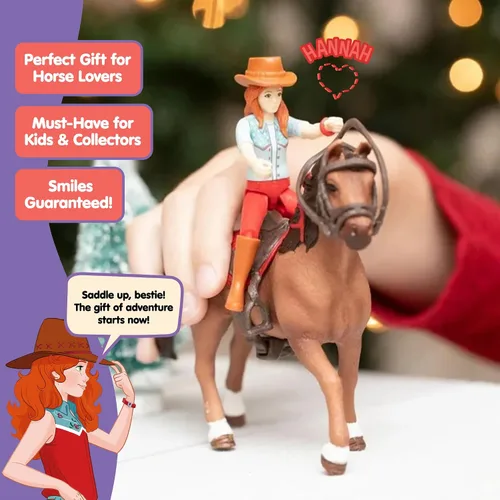 Vista 7 de Schleich Horse Club - Juego de 10 piezas de Hannah y Cayenne - Juguetes de caballo y jinete para niñas y niños con accesorios de equitación - Set