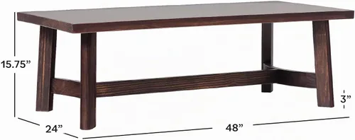 Vista 2 de Walker Edison Colt - Mesa auxiliar rectangular moderna de estilo casa de campo de madera maciza, 48 pulgadas, café