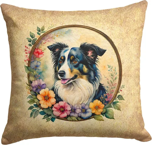 Vista 30 de Caroline's Treasures DAC2072PW1414 Affenpinscher and Flowers - Almohada decorativa de tela, lavable a máquina, para interiores y exteriores