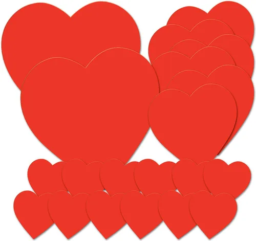 Vista 7 de Beistle Recortes de corazón rojo impreso, paquete de 48 decoraciones de papel de cartulina de doble cara para el día de San Valentín, eventos