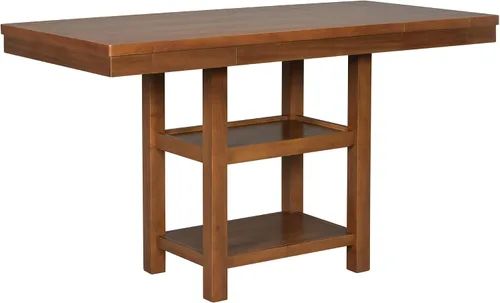 Vista 6 de Juego de mesa de barra de altura de madera para 6, mesa de comedor expandible con estantes de almacenamiento de 2 niveles, 4 sillas y banco, diseño