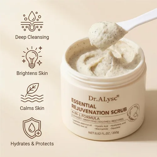 Vista 3 de Essence Exfoliante revitalizante con cúrcuma ácido glicólico niacinamida tratamiento para pieles sensibles, exfoliante suave y cremoso de lavanda