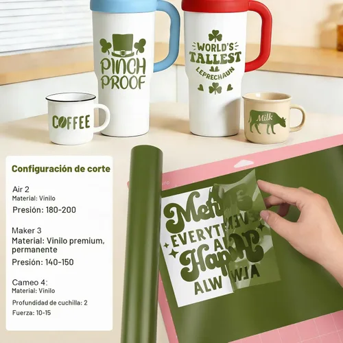 Vista 3 de Gatichetta Rollo de vinilo verde militar autoadhesivo para manualidades, rollo de vinilo permanente de 12 pulgadas x 10 pies para bricolaje 01 Verde