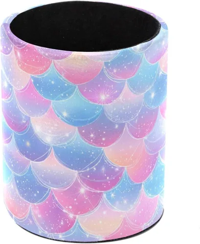 Vista 9 de Taza de PVC para escritorio, taza de lápiz rosa con mariposas para organizador de bolígrafos de escritorio, soporte para brochas de maquillaje