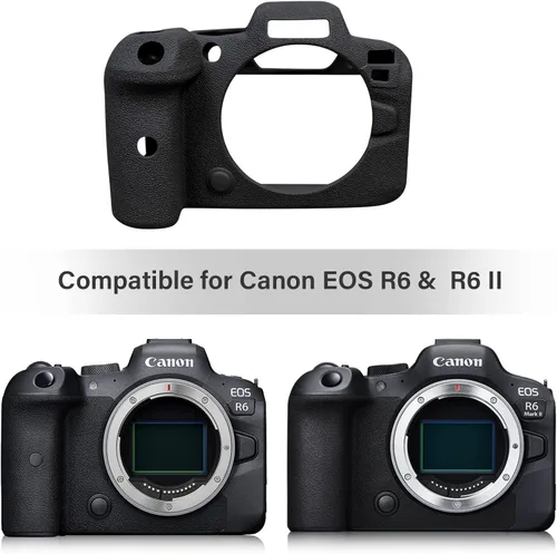Vista 3 de MUZIRI KINOKOO EOS R6/R6 II - Funda protectora compatible con cámara Canon EOS R6/EOS R6 II/EOS R6 Mark II, funda de silicona suave para cámara