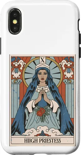 Vista 4 de Funda gráfica espiritual mística para iPhone 15 The Highest Priestess Tarot Card