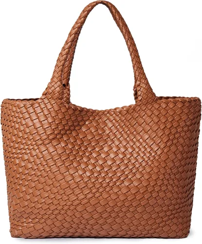 Vista 17 de Bolso de hombro tejido para mujer, asa superior de moda, piel vegana suave