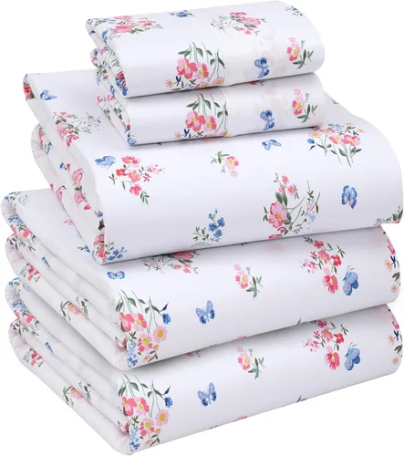 Vista 129 de RUVANTI Sábanas de percal 100% algodón, tamaño individual, anual Fresco fresco, bolsillo profundo de 16 pulgadas, suave, transpirable y duradero