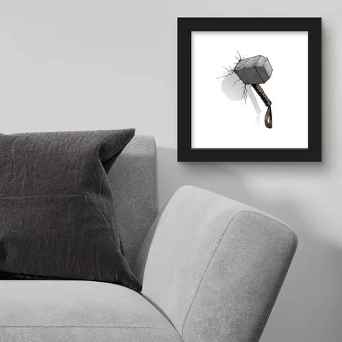 Vista 4 de Trends International Gallery Pops Marvel Comics Avengers - Póster de pared de martillo Mjolnir para pared, 12 x 12 pulgadas, versión enmarcada