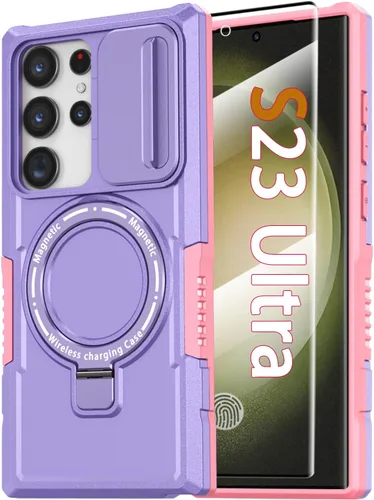 Vista 88 de Funda magnética para Samsung Galaxy Note 20 Ultra con soporte de anillo [con protector de pantalla] [Compatible con carga inalámbrica MagSafe] Funda