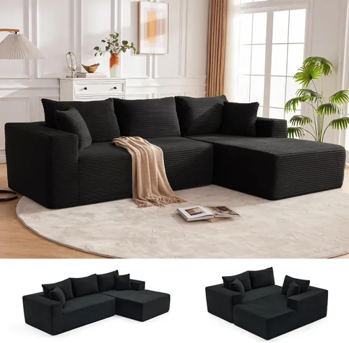 Vista 49 de Mangodan - Sofá seccional en forma de nube, sofá sin huesos para sala de estar, sofá seccional modular con asiento profundo, cómodo sofá de felpa