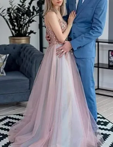 Vista 4 de Elegante vestido de encaje largo con cuello en V adecuado para todas las ocasiones, fiesta de graduación, cóctel, fiesta, vestido de noche formal