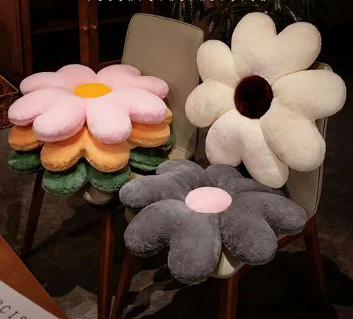Vista 6 de Cojín de felpa con diseño de margaritas, cojín de flores, tapete lumbar para dormitorio, oficina, decoración del hogar y auto (17.7 pulgadas, verde)