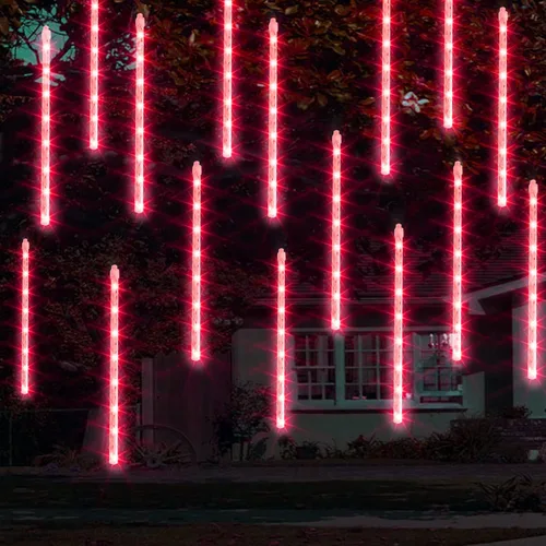 Vista 5 de Dazzle Bright 288 luces LED de Navidad, luces de lluvia de meteoritos de 11.8 pulgadas con 8 tubos, enchufe impermeable, luces de lluvia que caen