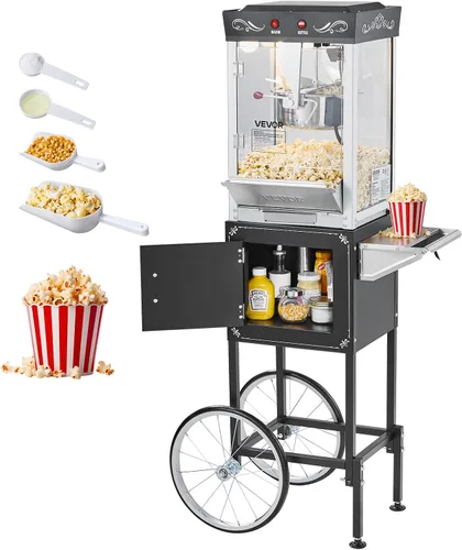 Vista 15 de VEVOR - Máquina comercial para hacer palomitas, hervidor de 8 oz, máquina de palomitas de 850 W para 48 tazas por tanda, máquina de palomitas