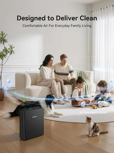 Vista 8 de Afloia Purificador de aire para el hogar, habitación grande, dormitorio, hasta 2000 pies cuadrados con monitor de calidad del aire PM2.5, modo