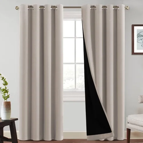 Vista 36 de PrinceDeco Cortinas 100% opacas de 54 pulgadas de largo, completamente opacas, tratamiento de ventanas, cortinas forradas con aislamiento térmico