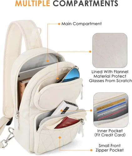 Vista 4 de ETRONIK Bolso bandolera para hombres y mujeres, bolso cruzado antirrobo, mochila de hombro, mochila de pecho para viajes, senderismo