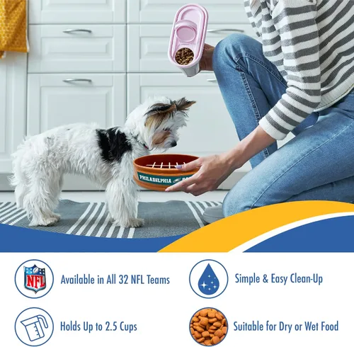 Vista 4 de NFL Super-Bowl Philadelphia Eagles - Cuenco de alimentación lenta para perros y gatos. Diseño de fútbol para una digestión saludable. Antideslizante
