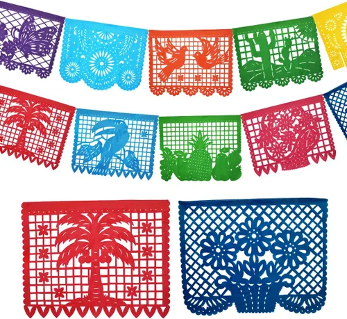 Vista 2 de 4 pancartas grandes de plástico para fiestas mexicanas, pancarta de plástico para fiesta, fiesta mexicana, carteles colgantes de Cino de Mayo