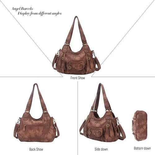Vista 3 de Angel Barcelo Bolsos de cuero sintético para mujer, bolso de hombro, a la moda, bolsas para niñas