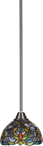 Vista 123 de Toltec Lighting Paramount - Mini colgante de 1 luz en acabado negro mate con cristal de arte perla de 7 pulgadas y estilo negro