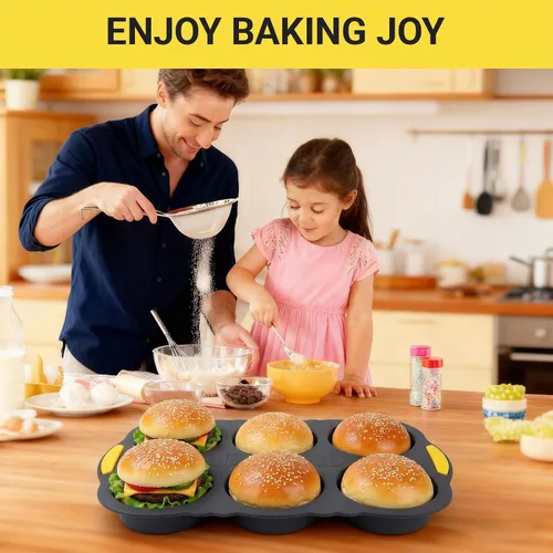 Vista 6 de Molde de silicona para pan baguette de 6 cavidades, molde antiadherente para pan francés y bollo para perros calientes, herramienta plegable