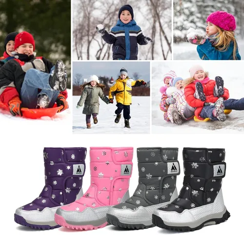 Vista 7 de Mishansha - Botas de nieve para niñas, niños niños pequeños niños grandes invierno, cálidas, impermeables, antideslizantes, anti colisión, corte