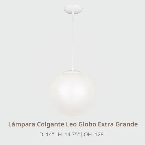 Vista 4 de Sea Gull Lighting 6024-15 Leo Globe colgante colgante moderno accesorio, uno - luz, blanco