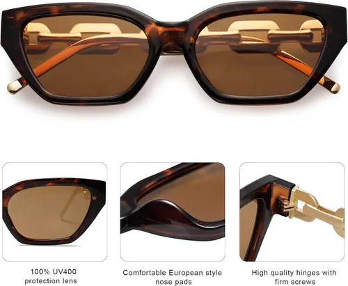 Vista 3 de SOJOS SJ2220 - Gafas de sol estrechas con ojo de gato retro para mujer