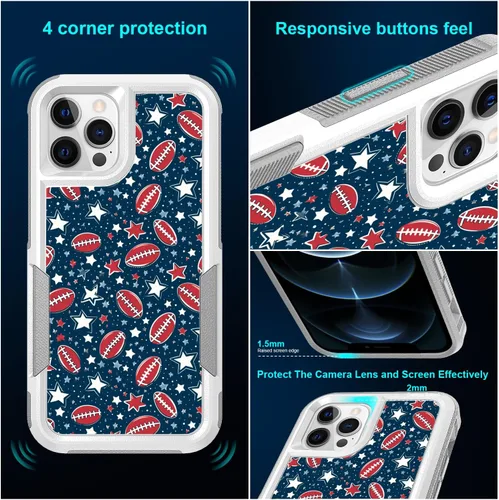 Vista 3 de Funda protectora para iPhone 12 Pro, diseño deportivo único de policarbonato duro de absorción de golpes + funda protectora híbrida de doble capa