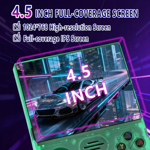 Vista 3 de Consola de videojuegos retro RF45V, compatible con más de 18000 juegos clásicos, tarjeta TF de 64 G, consola portátil con pantalla de 4.5 pulgadas