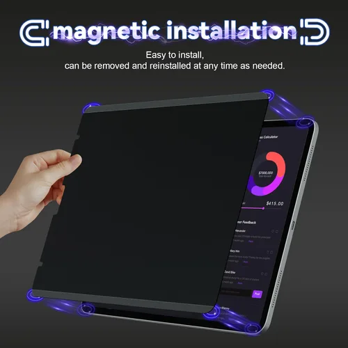 Vista 5 de IPROKKO Protector de pantalla magnético de privacidad compatible con iPad de 9ª, 8ª, 7ª generación de 10.2 pulgadas (2021/2020/2019) y iPad Air 3th