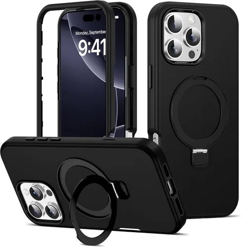 Vista 34 de Funda compatible con iPhone 13 y 14 de 6.1 pulgadas con soporte de anillo magnético [protección militar contra caídas] [compatible con Mag-Safe]