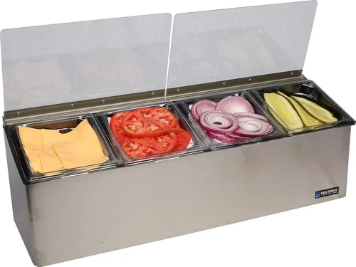 Vista 6 de San Jamar Ez-Chill Centro de preparación de alimentos autoservicio con tapa con bisagras para bares, restaurantes y cocinas, acero inoxidable