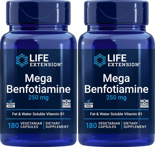 Vista 4 de Life Extension Mega Benfotiamina, 250 mg, 180 cápsulas vegetales con tiamina - Suplemento de vitamina B1