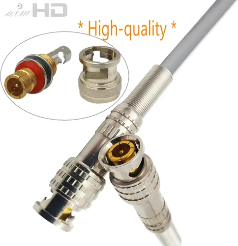 Vista 3 de Paquete de 10 conectores macho BNC RG59 RG6 atornillados terminales coaxiales chapados en oro para cámaras de vigilancia de seguridad CCTV, cables