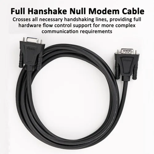 Vista 5 de DTech DB9 RS232 - Cable serie macho a hembra, cable de módem nulo, cruce de 7 cables para comunicación de datos (1.5 pies, negro)