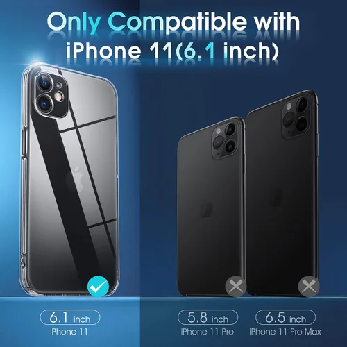 Vista 826 de Supdeal Funda cristalina transparente para iPhone 11, [No se amarillea] [Protección de la cámara] [Probado contra caídas de grado militar] Funda