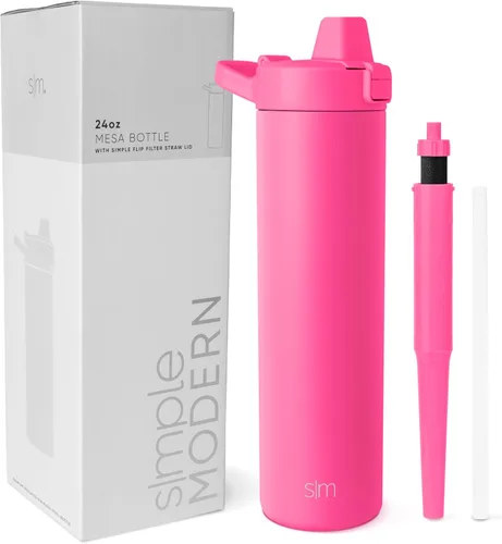 Vista 23 de Botella de agua filtrada Simple Modern Botellas de agua de viaje con filtro de carbono de acero inoxidable aislada Reutilizable para agua