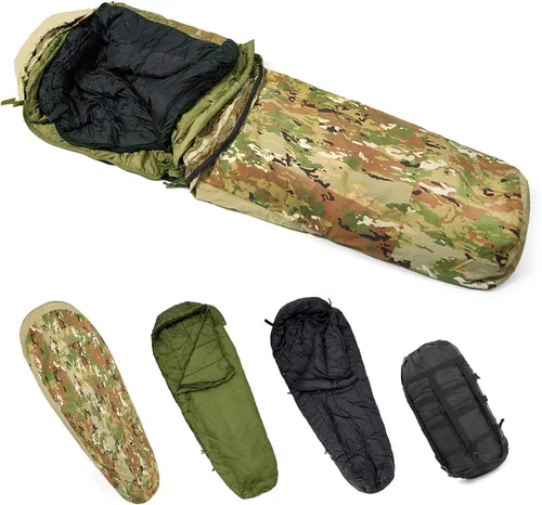Vista 11 de MT Sistema de sacos de dormir modulares militares del ejército, múltiples capas con cubierta Bivy para todas las estaciones, bosque/multicámara