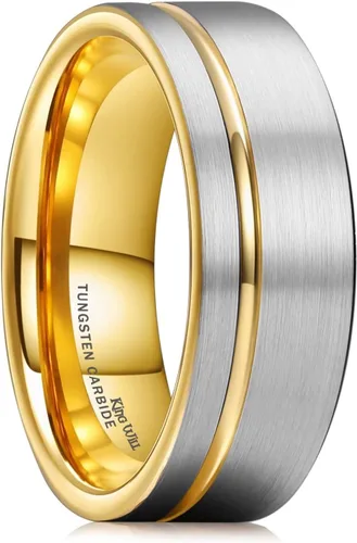 Vista 8 de King Will Anillo de boda de carburo de tungsteno para hombre con diseño de ranura, 6/7/0.315 in de ancho, acabado cepillado/pulido para hombre