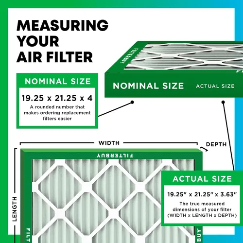 Vista 2 de Filterbuy 19.25x21.25x4 Air Filter MERV 8 Dust & Allergy Defense (3-Pack)