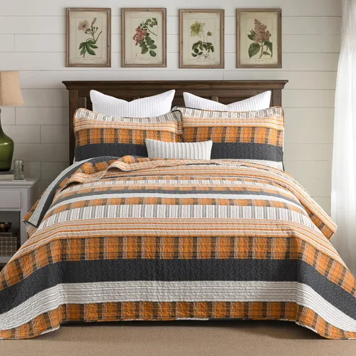 Vista 24 de Juego de ropa de cama con colcha Homzard tamaño individual - Juego de edredón 100% algodón, colcha de cama gris y azul para la cama, ropa de cama