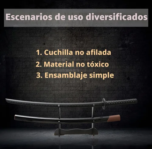Vista 8 de con funda de espada Katana, aproximadamente 41 pulgadas, hoja de polipropileno de alta dureza para realizar accesorios de cosplay Aikido