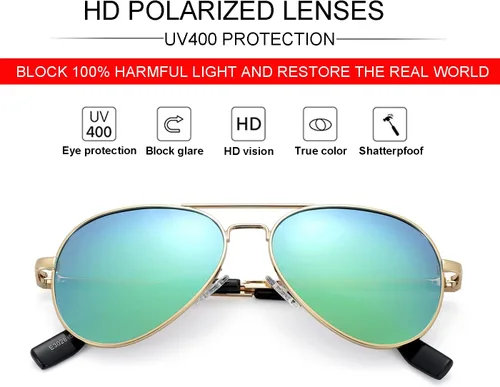 Vista 43 de Gafas de sol polarizadas de aviador pequeñas para niñas y niños de 4 a 16 años