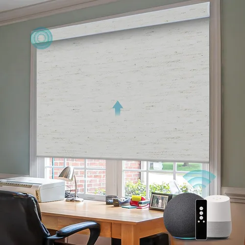 Vista 26 de SmartWings Z-Wave/Zigbee Smart - Persianas enrollables, vinilo beige Persianas motorizadas eléctricas 100% opacas con control remoto, persianas