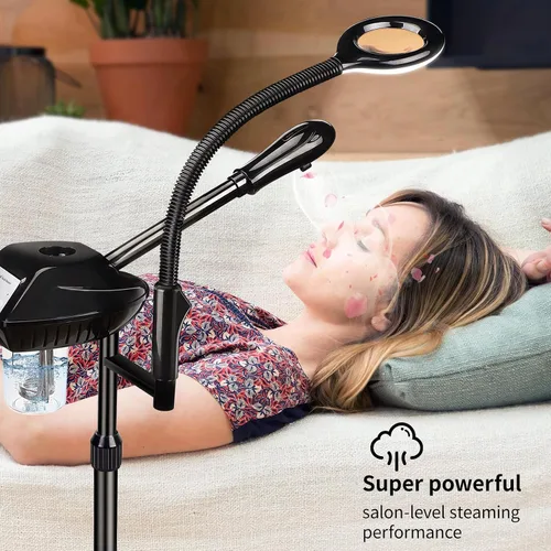 Vista 5 de Retain Time Vaporizador facial para humidificador de ozono atomizador adjuntar 5 lupas y luz, vaporizador facial profesional limpia la piel