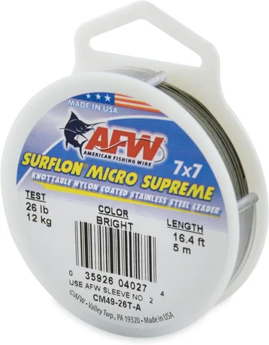 Vista 25 de American Fishing Wire Surflon Micro Supreme Nylon recubierto 7x7 de acero inoxidable, líder en alambres anudables para pesca en agua salada, pesca